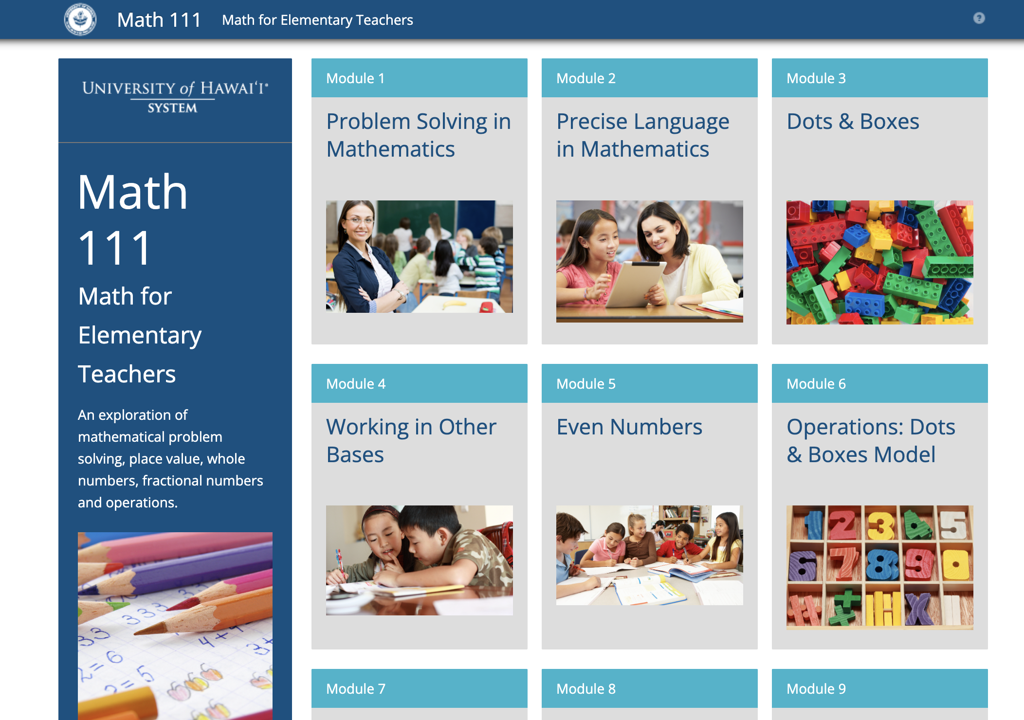 Math 111 fully online course